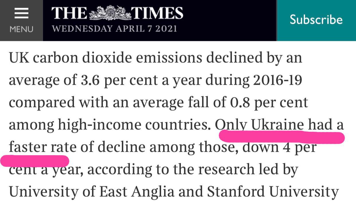 Скріншот зі статті The Times зробив Тарас Качка