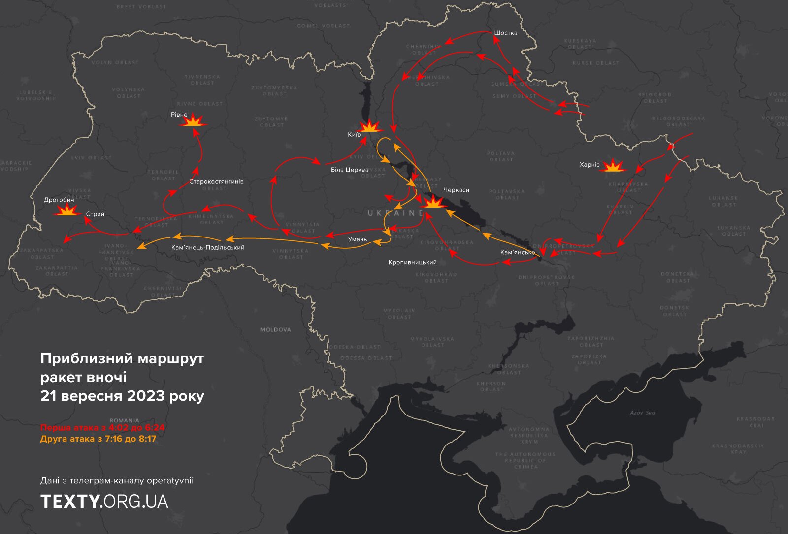 Рух російських ракет 21 вересня 2023 року