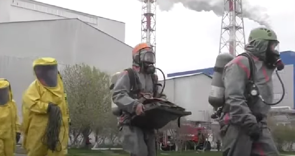 Screenshot 2023-06-23 The occupiers conducted a series of drills with an accident scenario at the ZNPP. Screenshot from video ND