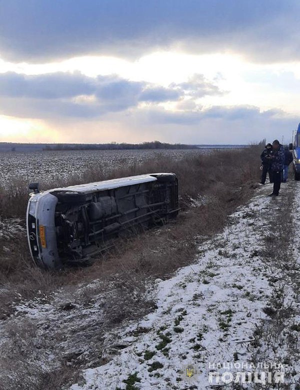 Повний дітей мікроавтобус перекинувся на Запоріжжі