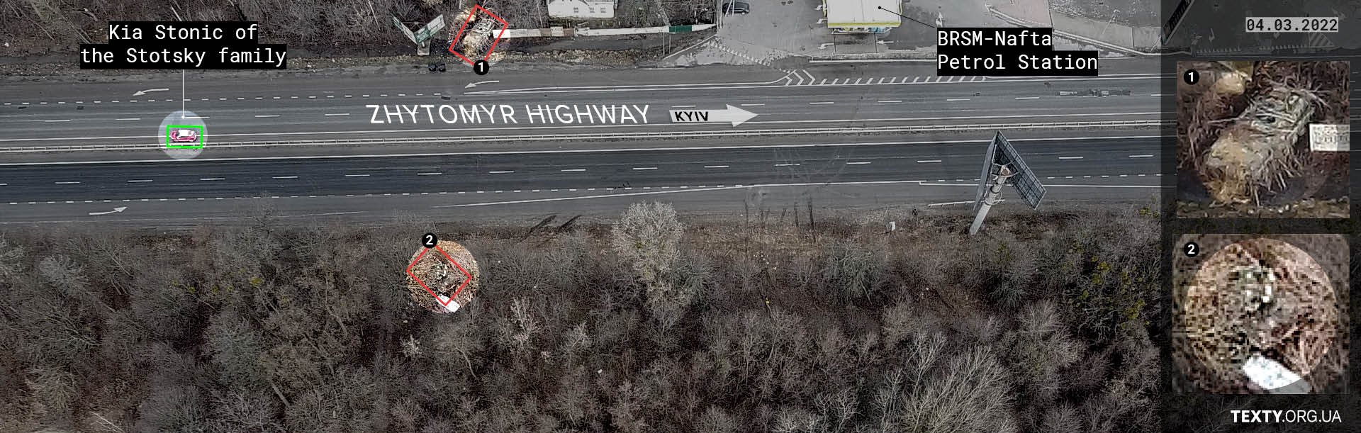 The site of the shooting of the Stotsky family car on 4 March, 2022