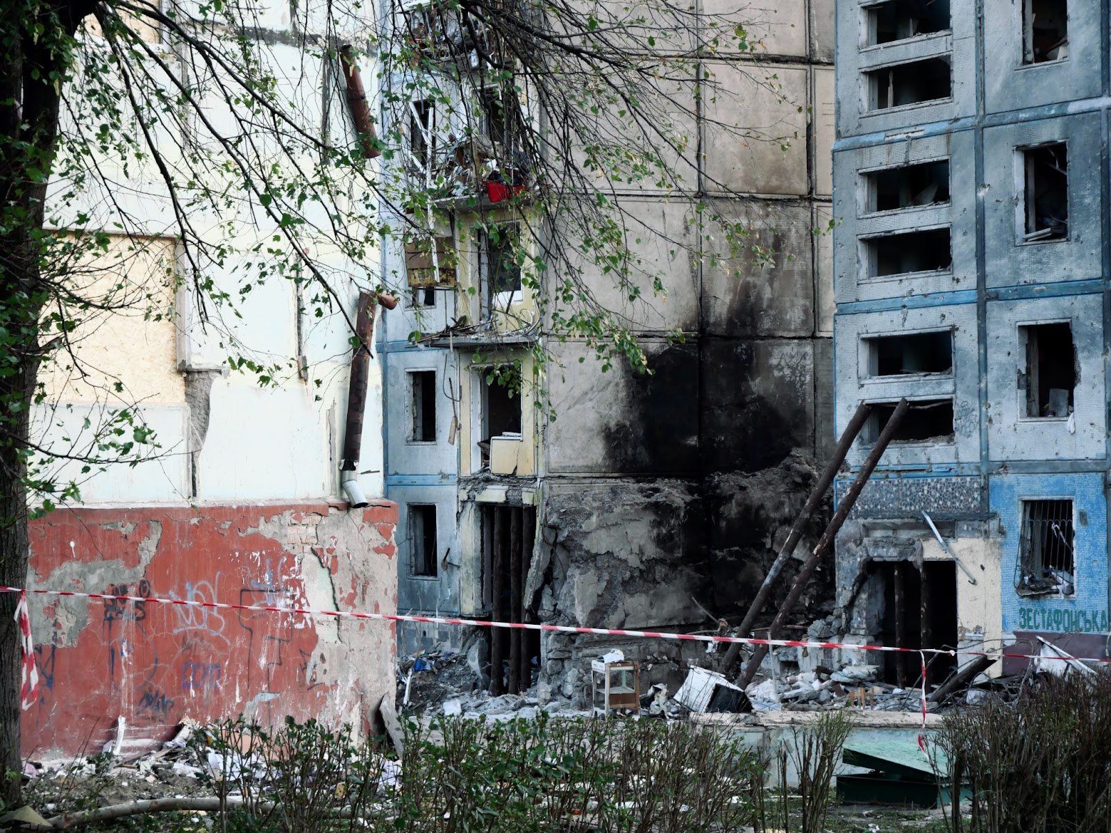 A wrecked house a week after the missile strike